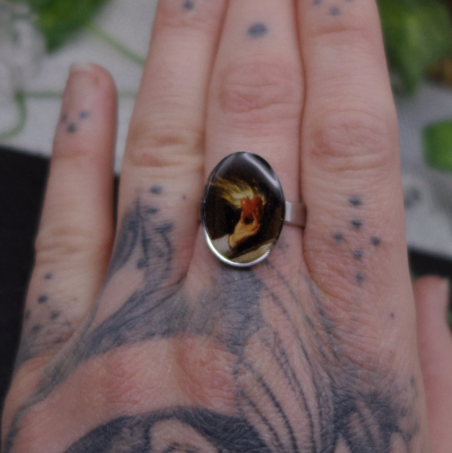 Bague cœur enflammé