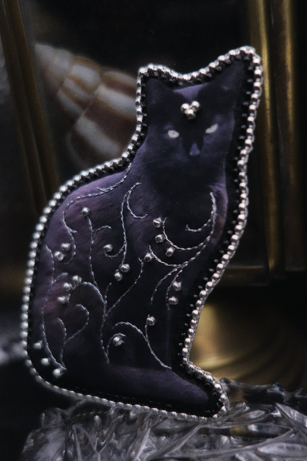 Broche chat noir