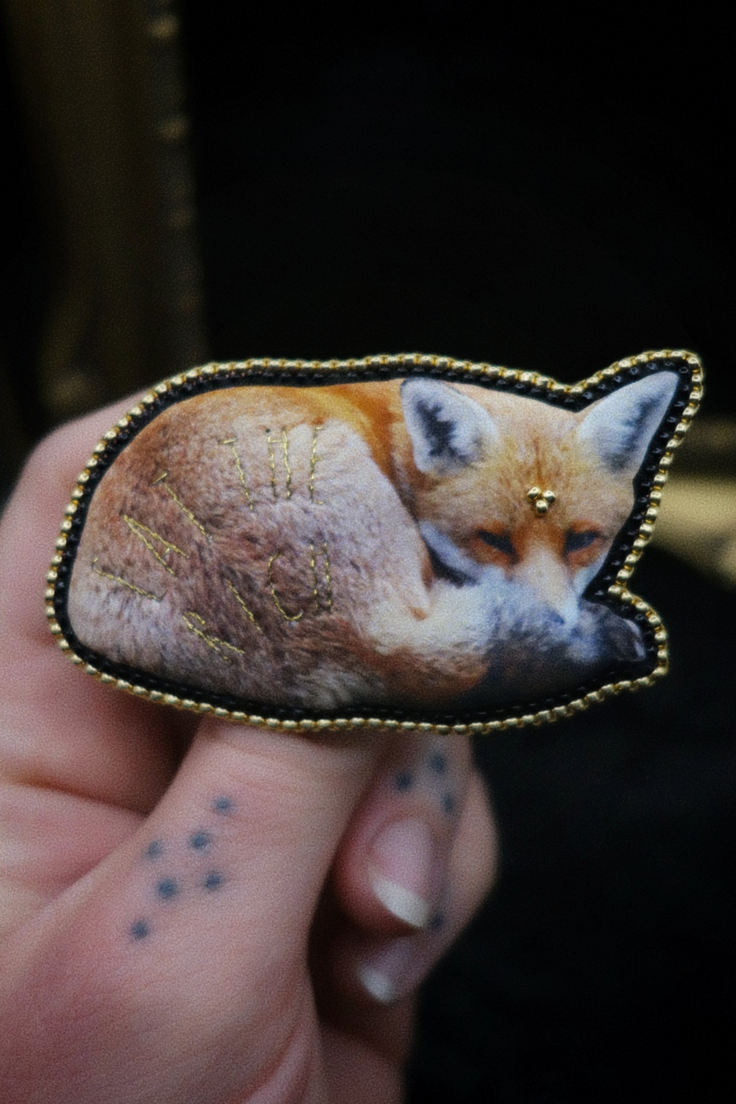 Broche renard "eat the rich"