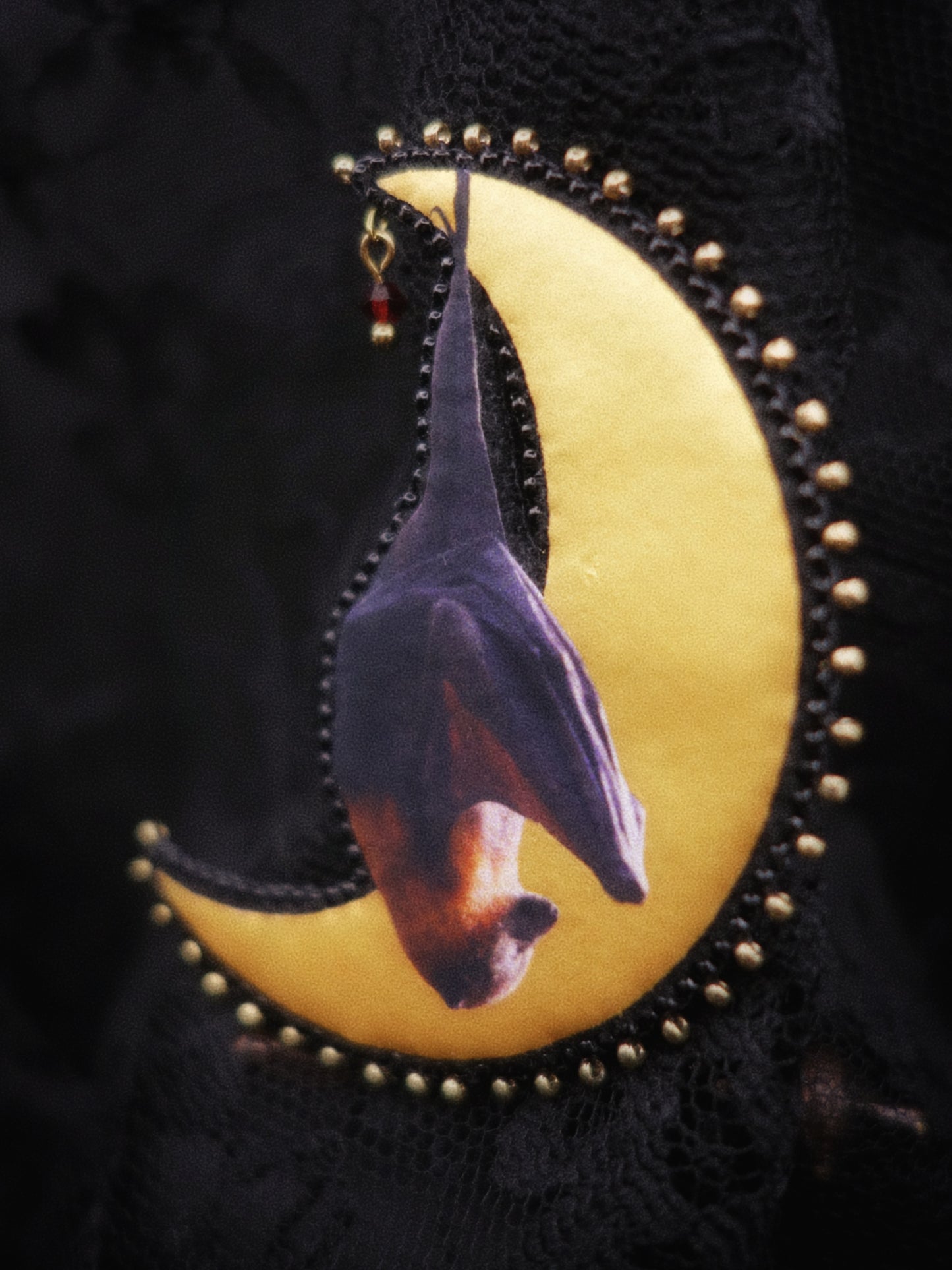 Broche chauve-souris et lune