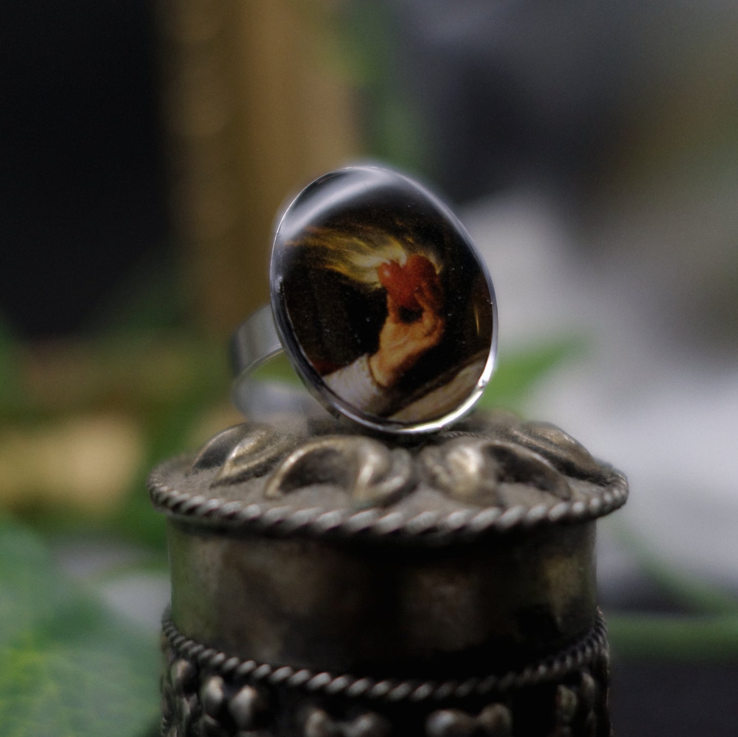 Bague cœur enflammé