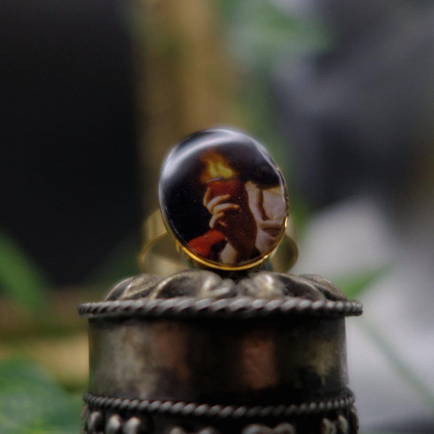 Bague cœur enflammé