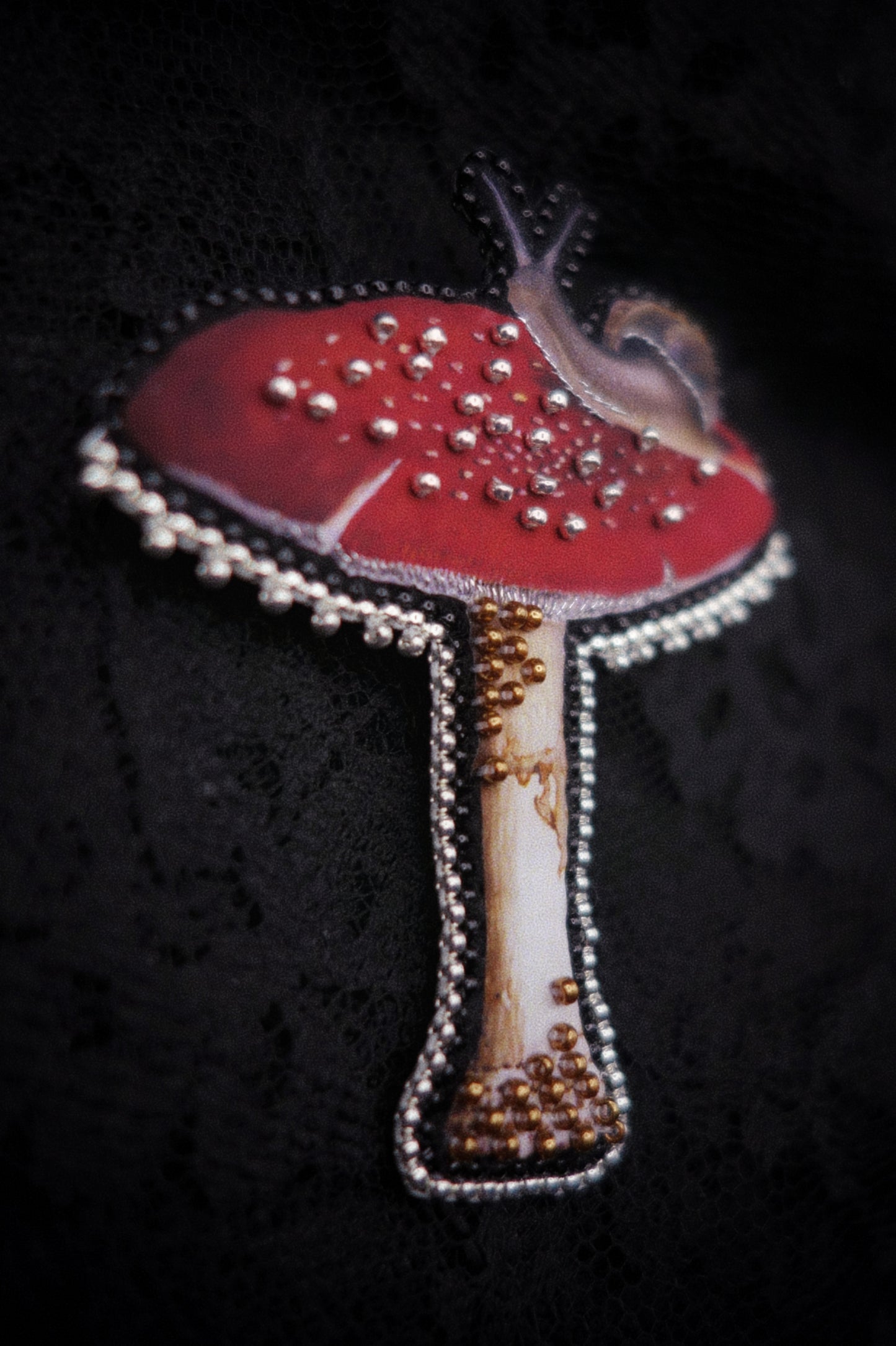 Broche champignon et escargot