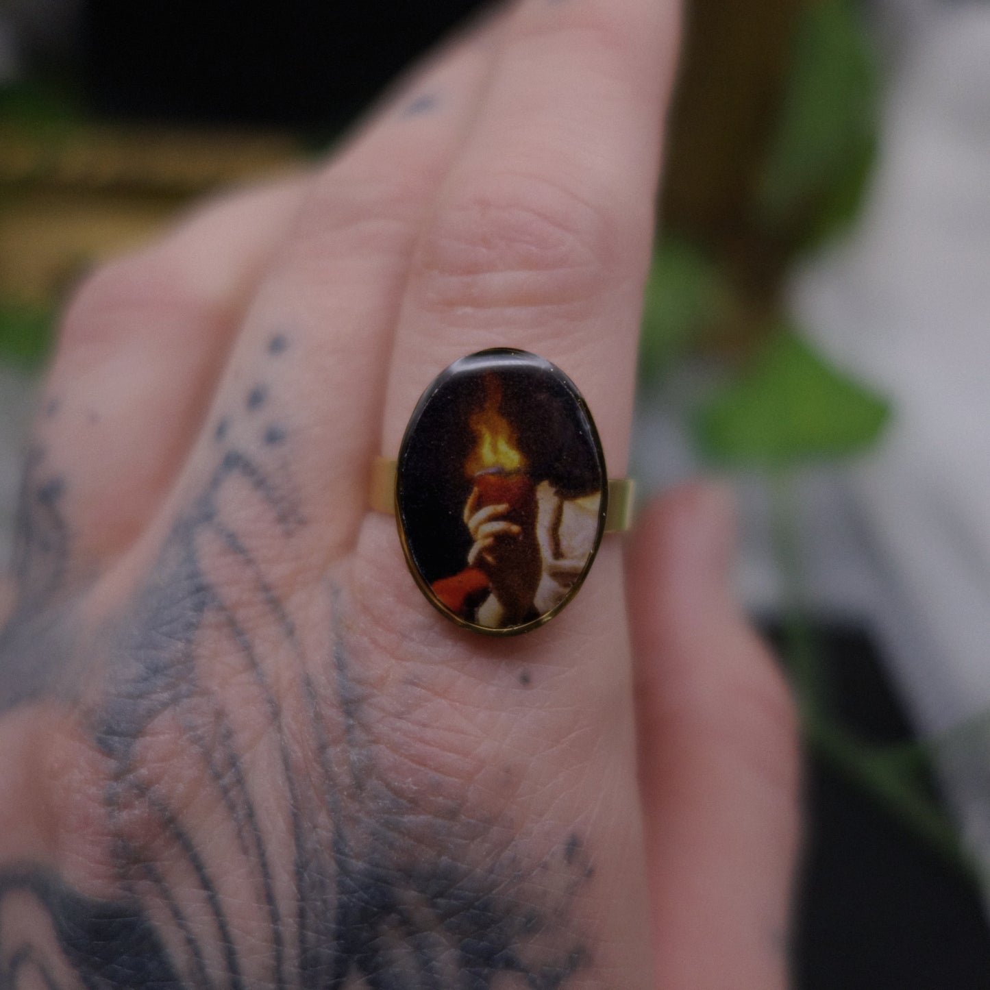 Bague cœur enflammé