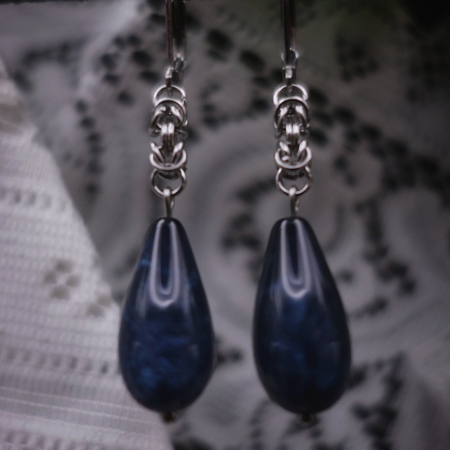 Boucles perles bleues