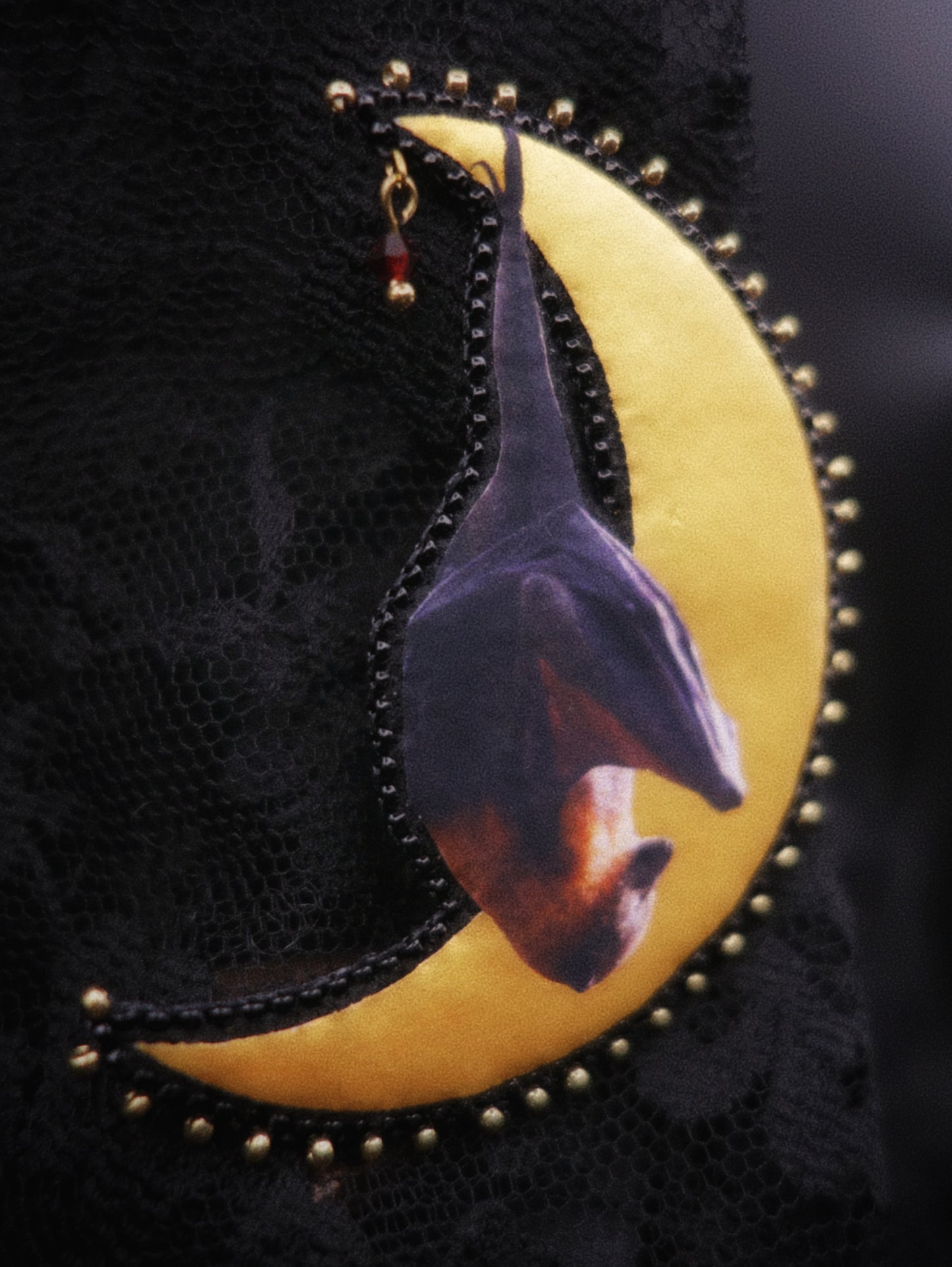 Broche chauve-souris et lune