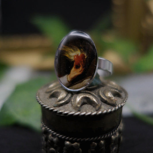 Bague cœur enflammé