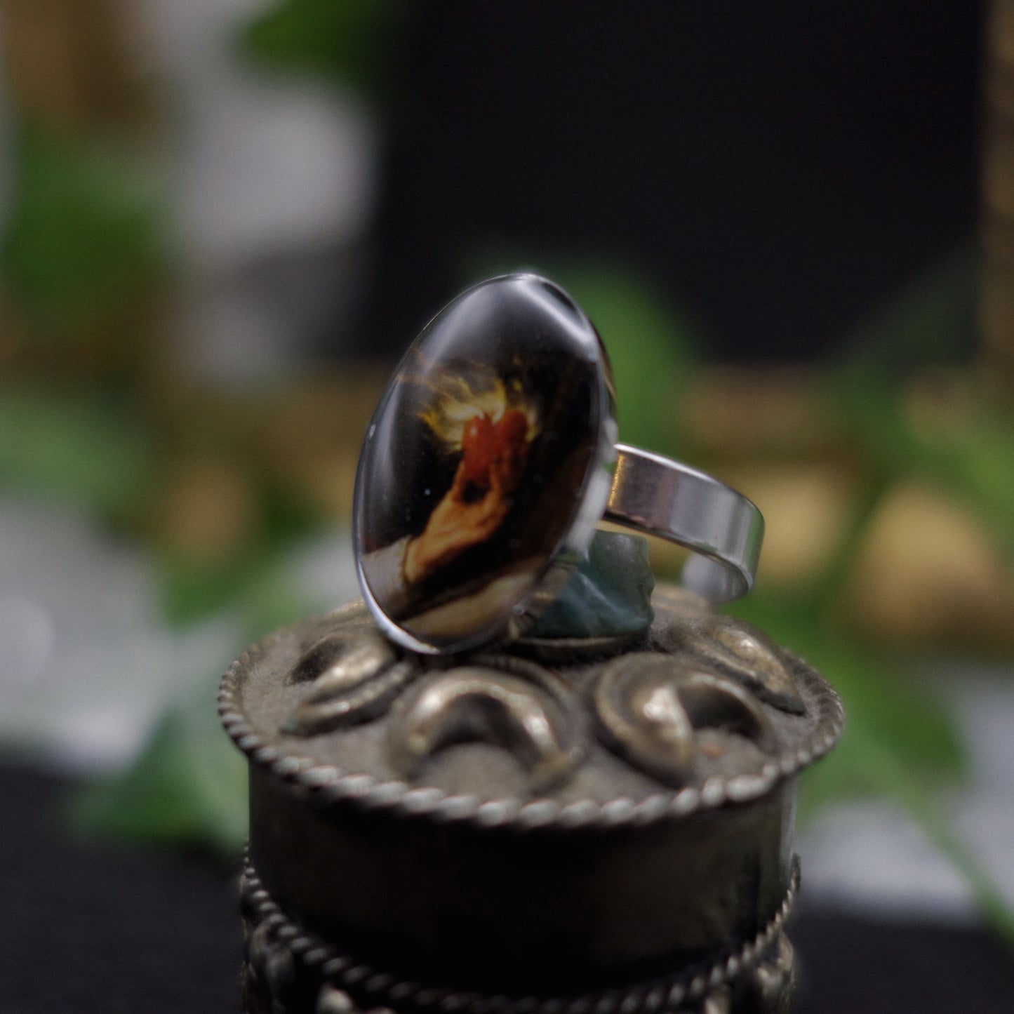 Bague cœur enflammé