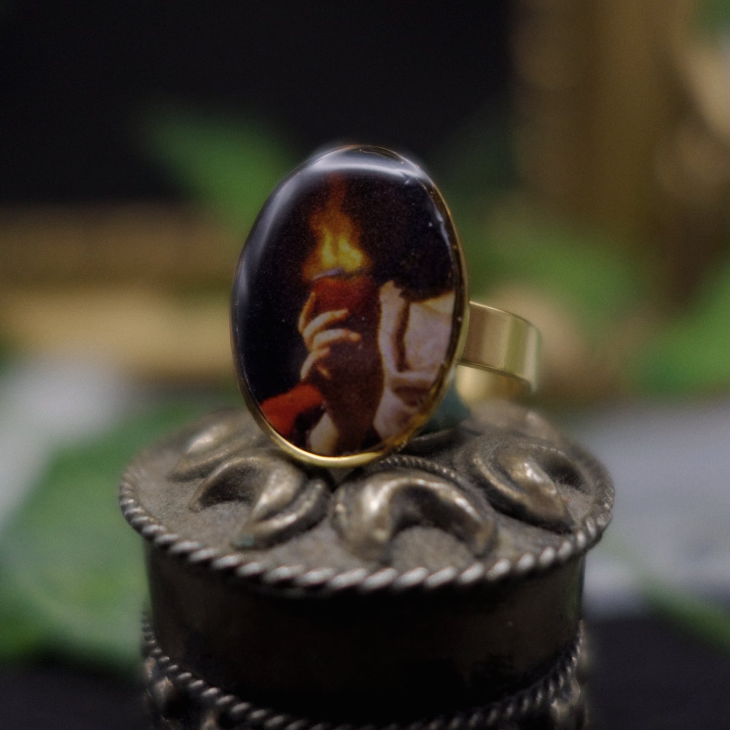 Bague cœur enflammé