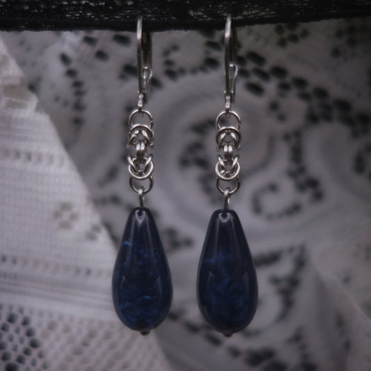 Boucles perles bleues